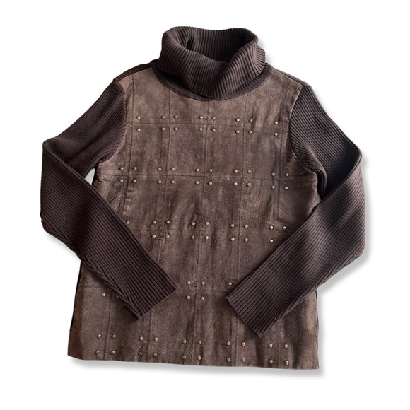 Vintage Suede Paneled Turtleneck - Picture 1 of 11